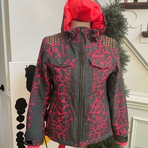 Chiemsee Graphic Hooded Coat with shoulder studs Size M